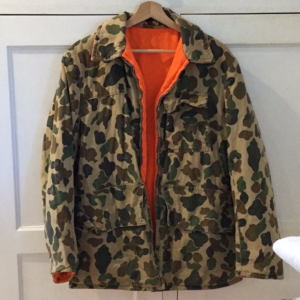Men's vintage camo and hunters orange Field Jacket
